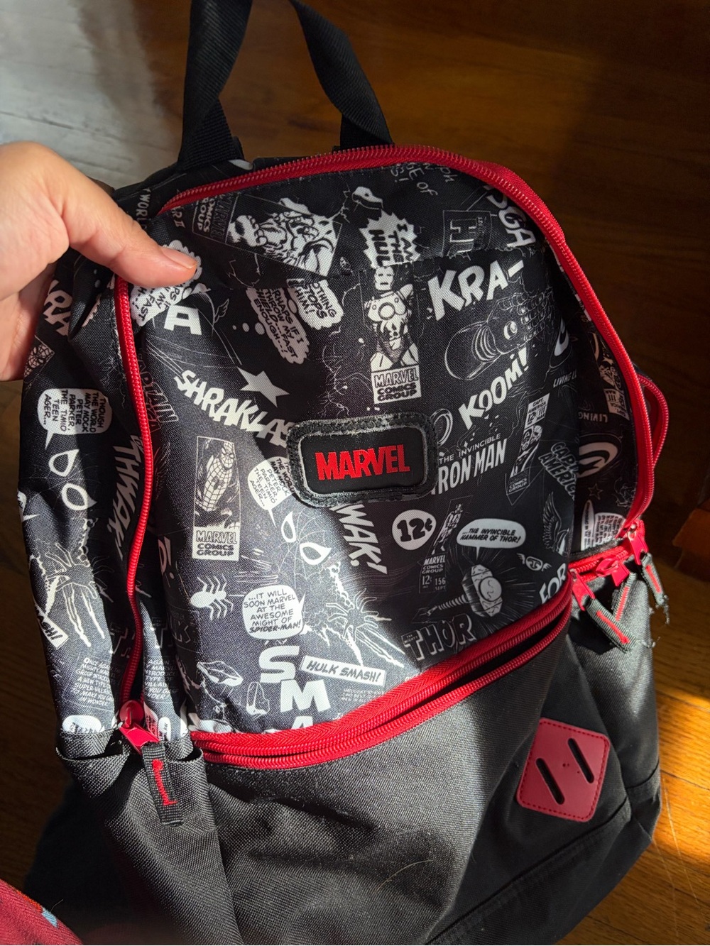 Marvel Black and Red Graphic Comic Backpack for Men